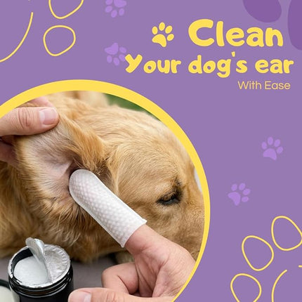 Pet Dental Finger Wipes | Textured Pet Teeth, Ear & Claw Wipes | 50-Count