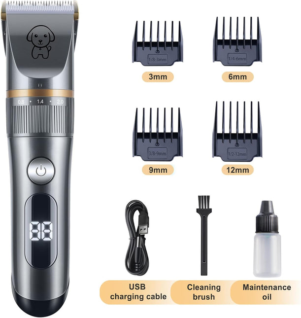 Cat Clippers,Pet Hair Trimmer Quiet Cat Clippers Grooming Kit with Comb 5 Speed Cat Shavers for Matted Long Hair