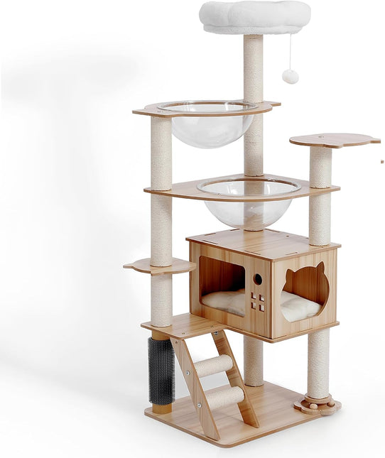 Cat Tree, Cat Tower with Scratching Post, Multi-Level Climbing Tower, Pet Condo House Furniture (135cm)