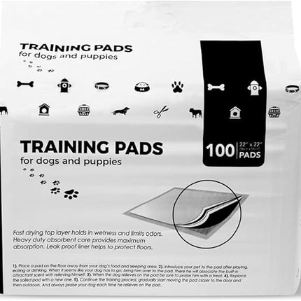 BV Pet Potty Training Pads for Dogs Puppy Pads, Pee Pads, Quick Absorb, 22" x 22" Training Pad, 100 Count Dog Pee Pads, Doggie Pads, Disposable Puppy Pee Pads
