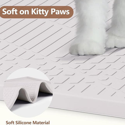 Large Cat Litter Mat with Toy Ball, 38'' x 25'' Silicone Cat Litter Trapping Mat