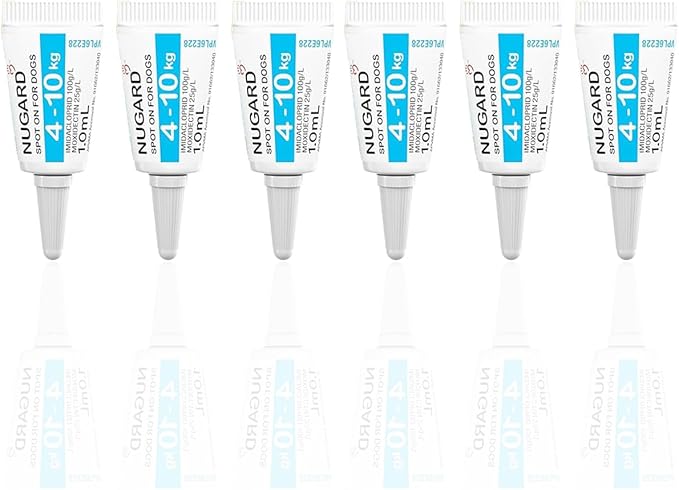 Nugard Spot On for Dogs 4 to 10kg - Flea & Worm Protection 6-Pack - Vet Recommended Fast-Acting Waterproof Topical Solution with IMIDACLOPRID 100g/L per Carton, MOXIDECTIN 25g/L