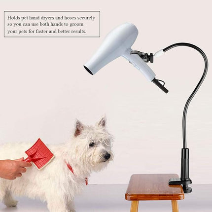 Dog Pet Grooming Table Hair Dryer Stand Holder Hands, Hands-Free Pet Hair Dryer Holder Arm, 360° Rotatable Lazy Hair Dryer Clip
