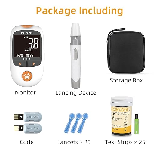Pet Glucose Monitor Kit for Dogs & Cats with 25 Strips PE-76vet