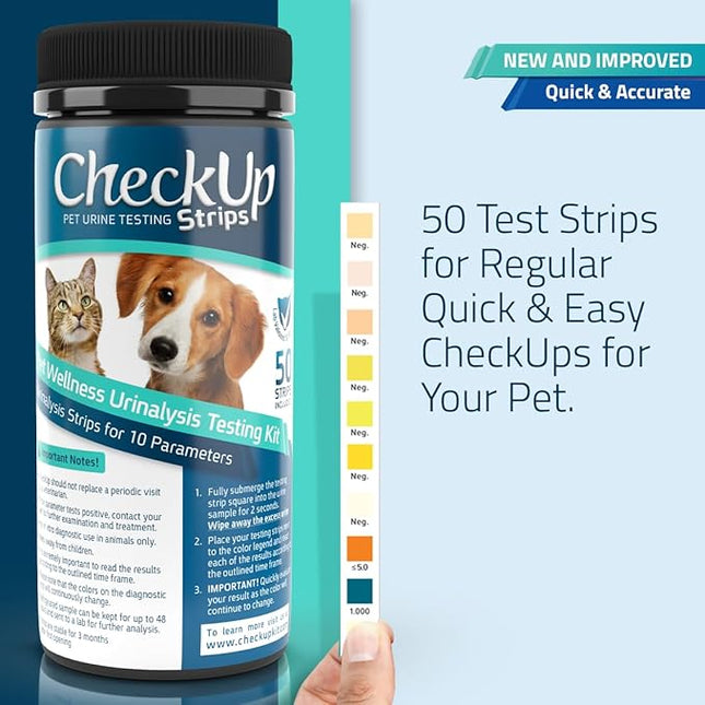 CheckUp Dog and CAT Urine Testing Strips for 10 PARAMETERS 50pk