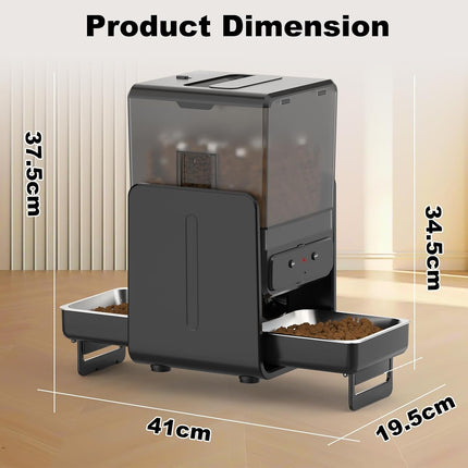Advwin Automatic Cat Feeder with 5G WiFi for 2 Cats, Adjustable Height for Small Pets, Dual Bowls, 20 Cups/5L