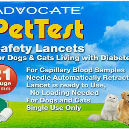 Safety Lancets for Dogs & Cats 21 Gauge, Diabetes Blood Testing, 100 Count