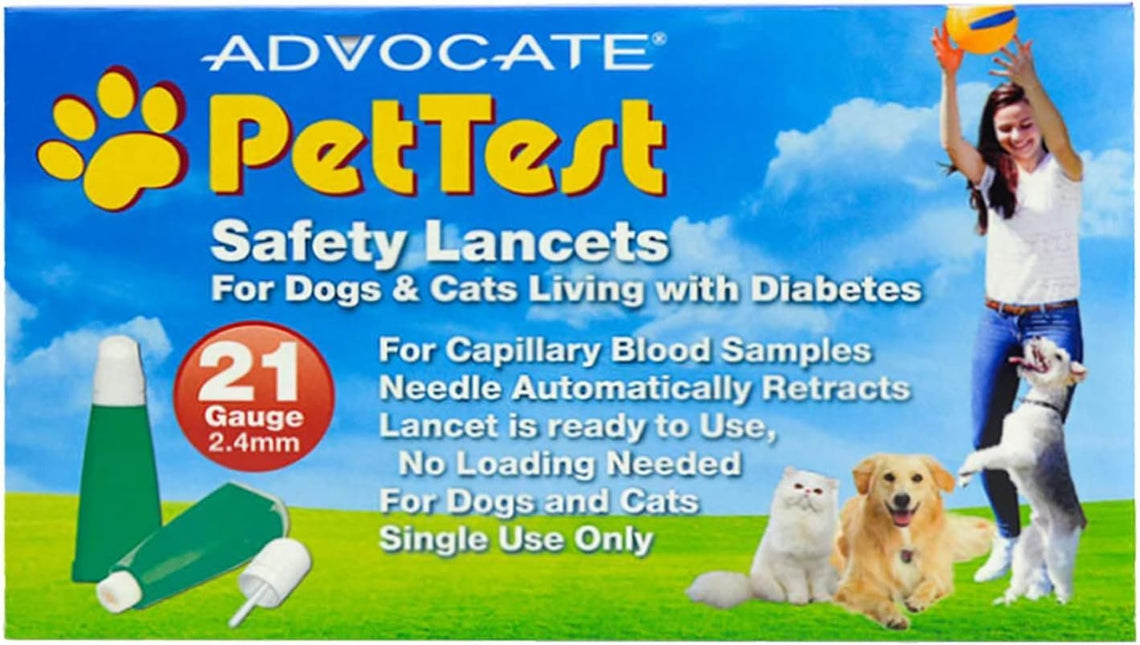 Safety Lancets for Dogs & Cats 21 Gauge, Diabetes Blood Testing, 100 Count