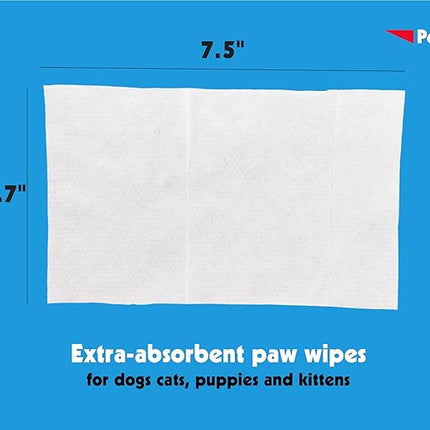 Petkin Paw Wipes with Paw Balm Protectant, 100 Count
