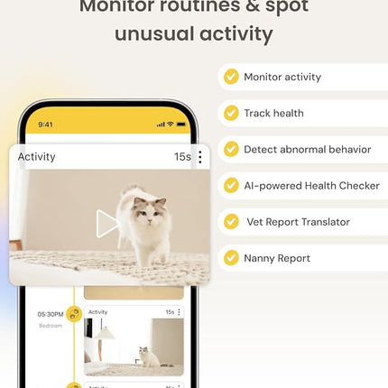 Furbo 360° Cat Camera + Furbo Mini [New Subscription Required at Setup] 2-Camera Bundle Nanny Pro Subscription: Cat Safety & Home Security Alerts, Pet Camera with Speaker, Phone App & Night Vision