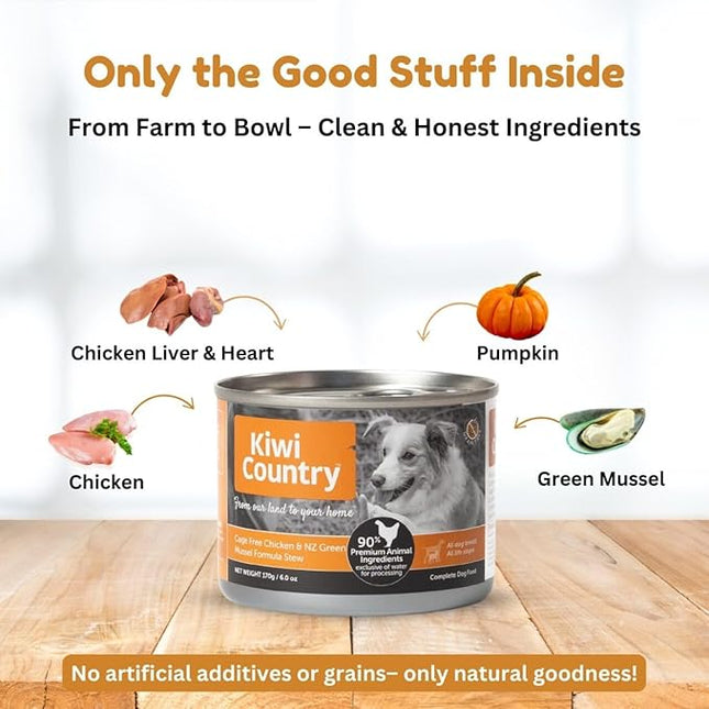 Wet Dog Food, Cage Free Chicken and NZ Green Mussel Formula, Grain-Free, 170g