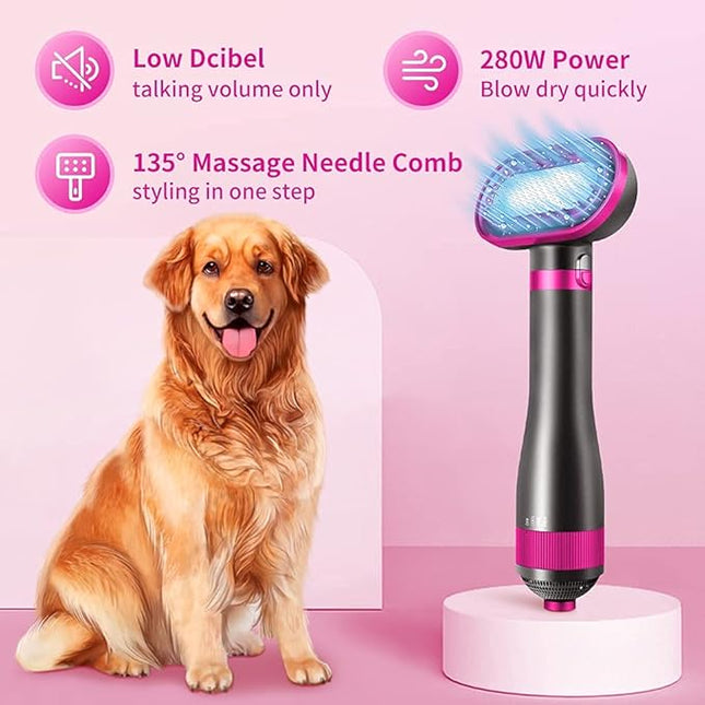 Upgraded Pet Hair Dryer Brush, 2 in 1 Pet Hair Dryer for Small/Medium Dogs and Cats