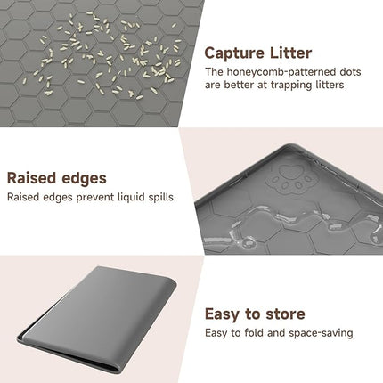Cat Litter Mat Silicone Rubber, 101 * 71CM Pet Feeding Mat, Dog Cat Food Mat