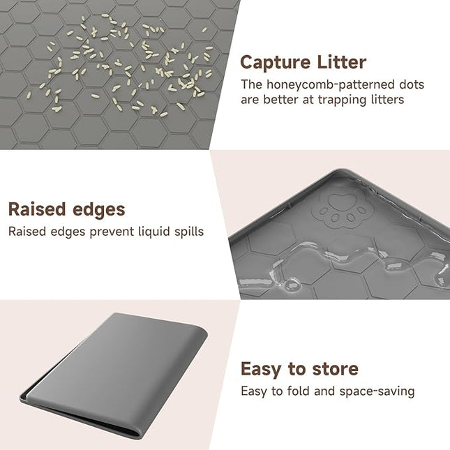 Cat Litter Mat Silicone Rubber, 101 * 71CM Pet Feeding Mat, Dog Cat Food Mat