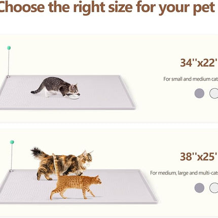 Large Cat Litter Mat with Toy Ball, 38'' x 25'' Silicone Cat Litter Trapping Mat