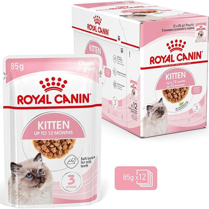 Royal Canin Kitten Chunks in Gravy Pouches Wet Cat Food 85 GMS 12 Pack