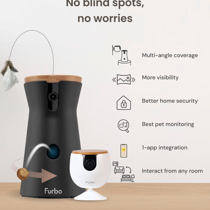 Furbo 360° Cat Camera + Furbo Mini [New Subscription Required at Setup] 2-Camera Bundle Nanny Pro Subscription: Cat Safety & Home Security Alerts, Pet Camera with Speaker, Phone App & Night Vision