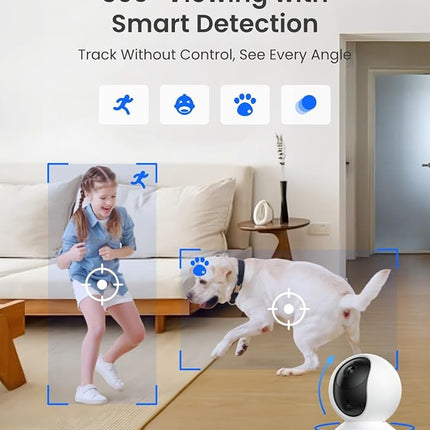 Reolink E1 Pro 3K PT Wi-Fi Indoor Camera for Baby & Pet Monitoring, Auto Tracking, 5MP Night Vision Enhanced by F1.6 Aperture, Person/Pet/Baby Crying Detection, 2.4/5GHz Wi-Fi, Two-Way Talk