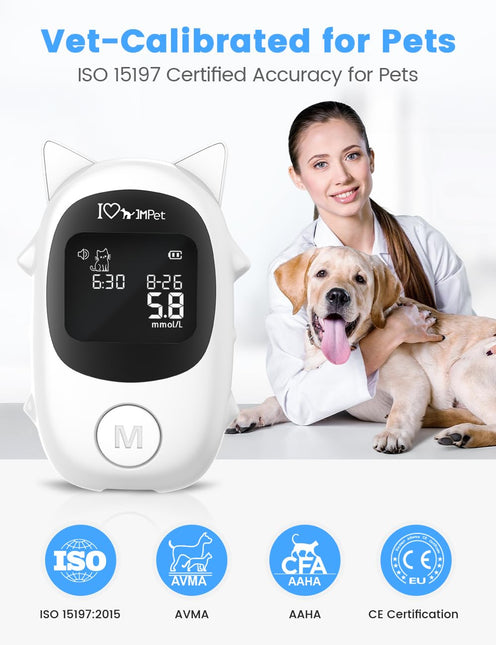 IMPet Glucose Monitoring Kit for Dogs & Cats, Pet Blood Sugar Monitor with 100 Strips