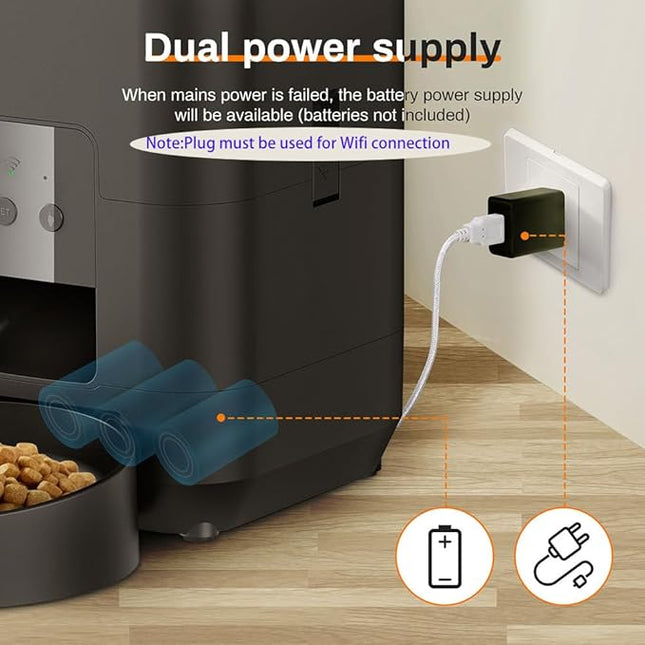UanTii 2L Smart Pet Feeder Tuya WiFi Automatic Cat Dog Food Dispenser 2L with Food Bowl App Remote Feeding Intelligent Dry Food Dispenser (White)