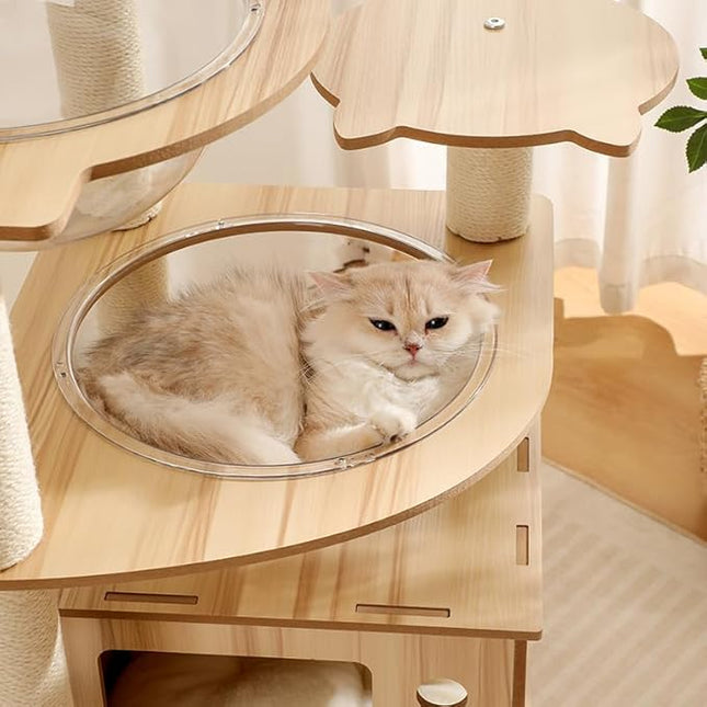 Cat Tree, Cat Tower with Scratching Post, Multi-Level Climbing Tower, Pet Condo House Furniture (135cm)