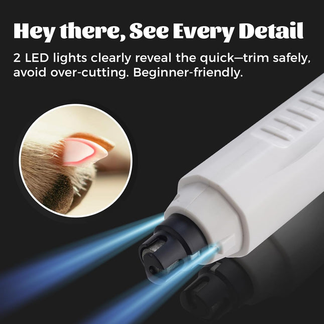 2026 Upgraded 5-Speed Dog Nail Grinder, Silent Groom Pro Pet Nail Grinder with Led Light