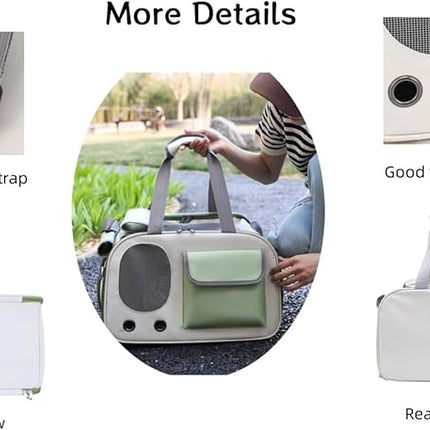 Collapsible Airline Approved Pet Carrier for Cats & Dogs up to 17 lbs – Soft-Sided Travel Carrier with Breathable Mesh, Roll-Up Curtain & Easy-Clean Design (Green+Beige)