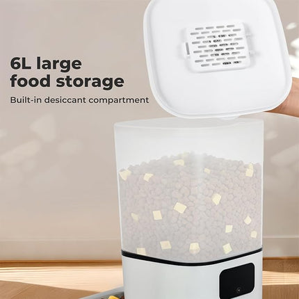 PaWz Automatic Cat Feeder with APP Control,5G WiFi Automatic Dog Feeder,6L Food Large Cat Dispenser for Multiple Pets