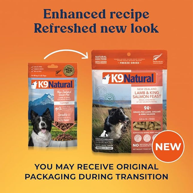 K9 Natural - Grain Free Freeze Dried Dog Food Topper - Lamb & Salmon,100g