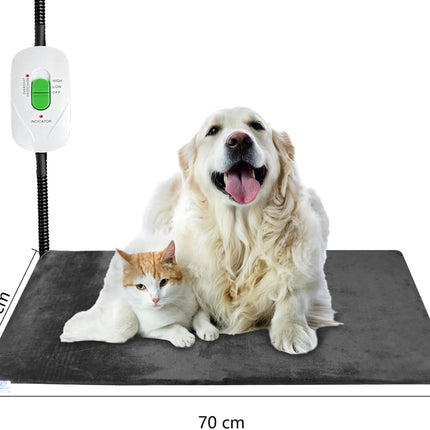 Pet Heating Pad AU Plug, Electric Heating Mat for Dogs Cats 70 x 45 cm Adjustable Electric Pet Mat, Waterproof Warming Mat, Chew Resistant Cable and Removable Crystal Velvet Cover