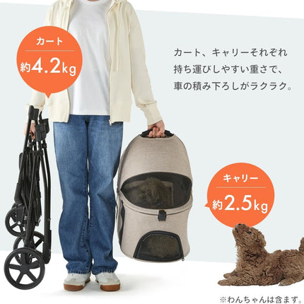 Iris Ohyama TPC-990 3-Way Pet Cart, for Small Dogs, Medium Dogs, Navy, Separated Type, Foldable,