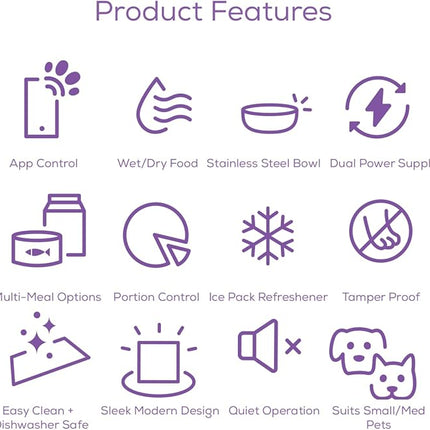 Original Pawtomate Smart Serve Gourmet – Wet Food Automatic Feeder, WiFi & App-Controlled Timed Pet Feeder, Dry/Wet Food, 6 Bowl Stainless Steel Tray, Rechargeable Battery, Ice Packs – For Cats & Dogs