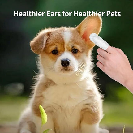 Mumoo Bear 50 Counts Pet Ear Wipes, Ear Cleaner Finger Wipes for Cats and Dogs, Soft & Easy Otic Cleaning Pads, Pet Supplies for Regular Soothing Odor Control Reduce Dirt
