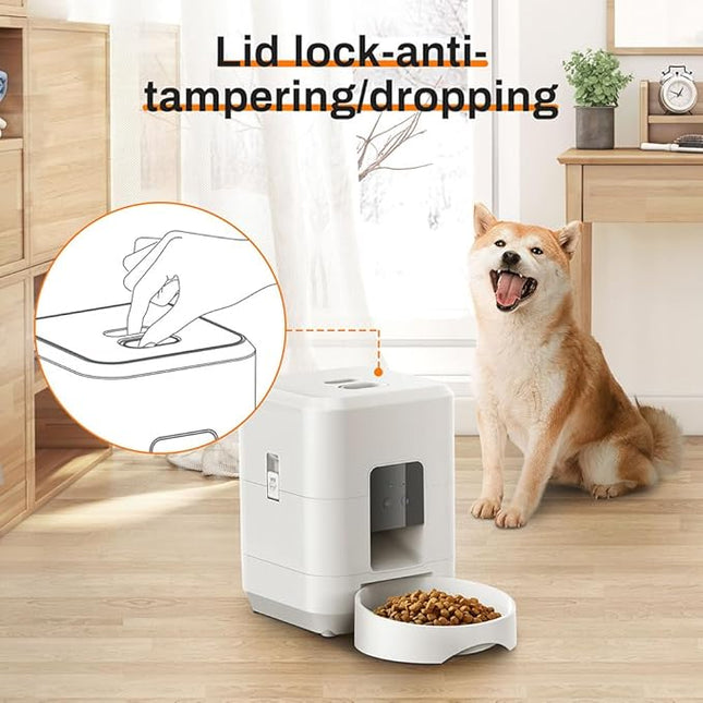 UanTii 2L Smart Pet Feeder Tuya WiFi Automatic Cat Dog Food Dispenser 2L with Food Bowl App Remote Feeding Intelligent Dry Food Dispenser (White)