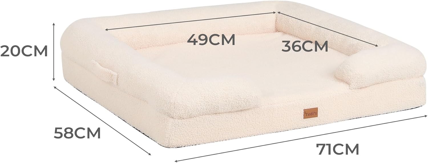 Tedi’s Orthopedic Dog Calming Bed for Medium Dogs,Memory Foam Cat Beds with Pillow & Portable Handle
