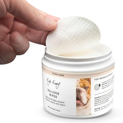 Eye Envy Bulldog Wrinkle Wipes for French, Pug, English Bulldogs , USA Made - 60 Count