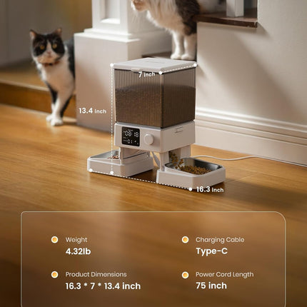 oneisall Automatic Cat Feeder for 2 Cats, 20 Cups/5L Automatic Cat Food Dispenser for Small Pets