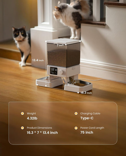 oneisall Automatic Cat Feeder for 2 Cats, 20 Cups/5L Automatic Cat Food Dispenser for Small Pets