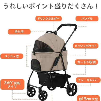 Iris Ohyama TPC-990 3-Way Pet Cart, for Small Dogs, Medium Dogs, Navy, Separated Type, Foldable,
