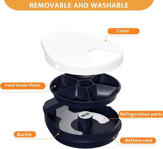 Automatic Cat Feeder Wet Food with Cooling, Semiconductor Refrigeration Technology, Timing Function Automatic Cat Feeder