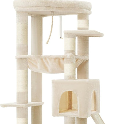 Heybly 64.2" Heavy-Duty Cat Tree for Large Cats, Extra-Large Hammock, Beige