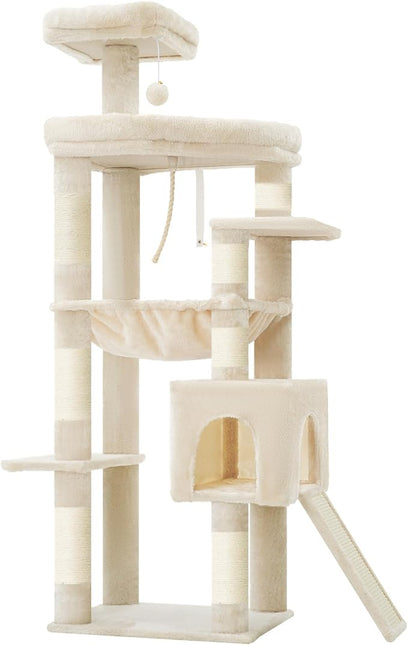 Heybly 64.2" Heavy-Duty Cat Tree for Large Cats, Extra-Large Hammock, Beige