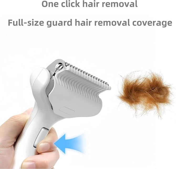 Undercoat Rake for Dogs & Cats, 3-in-1 Skin-Friendly Pet Fur Brush with One-Click Self-Clean Button
