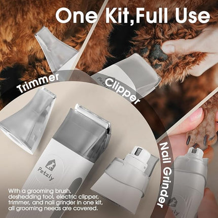 PaWz Pet Grooming Kit 3 Vacuum Levels, 7 IN 1 Electric Cordless Dog Cat Grooming Set with Paw Hair Trimmer,Cleaning Brush for Shedding,Wireless Dryer Remover Clipper,1.5L Cup, Low Nosie Pet Supplies
