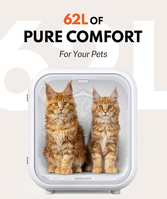 62L Dog Dryer Box, 360° Efficient Automatic and Quiet Cat Pet Dryer Box with Smart Temperature Control, Ideal for Cats and Medium Dogs (white)