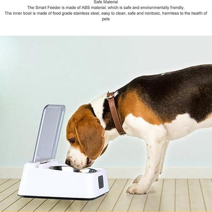 Smart Pet Feeder, Infrared Sensor Switch Cover Cat Feeder, Battery Powered Intelligent Automatic Opening Lid Dog Feeder, Pet Food Dispenser for Pet, Cat and Dog, Dishwasher Safe