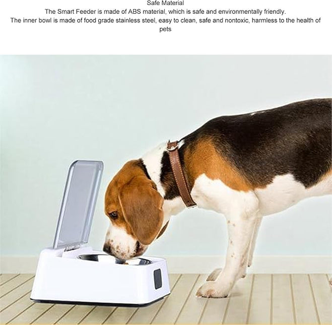 Smart Pet Feeder, Infrared Sensor Switch Cover Cat Feeder, Battery Powered Intelligent Automatic Opening Lid Dog Feeder, Pet Food Dispenser for Pet, Cat and Dog, Dishwasher Safe