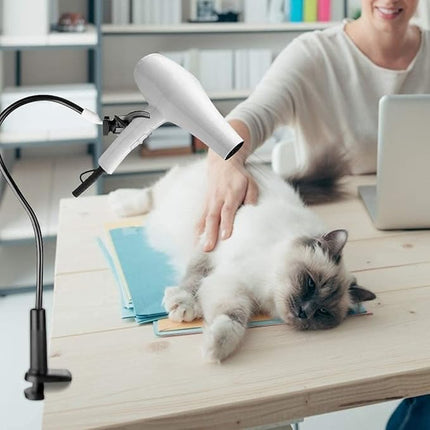 Dog Pet Grooming Table Hair Dryer Stand Holder Hands, Hands-Free Pet Hair Dryer Holder Arm, 360° Rotatable Lazy Hair Dryer Clip