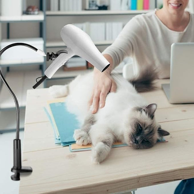 Dog Pet Grooming Table Hair Dryer Stand Holder Hands, Hands-Free Pet Hair Dryer Holder Arm, 360° Rotatable Lazy Hair Dryer Clip