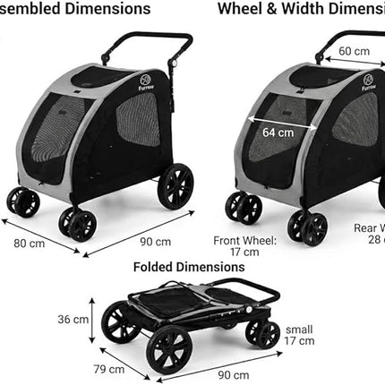 Grozy Heavy Duty Foldable Large Dog Stroller for Extra Large Dogs with EVA Wheels